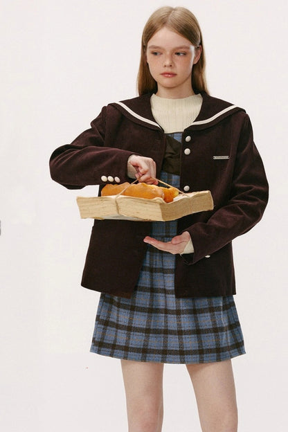 Navy Collar Corduroy Jacket