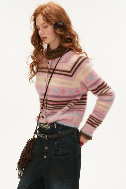 Luxury Stripe Knit Cardigan