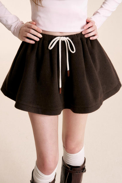 Fragrant Chocolate Wool A-Line Skirt