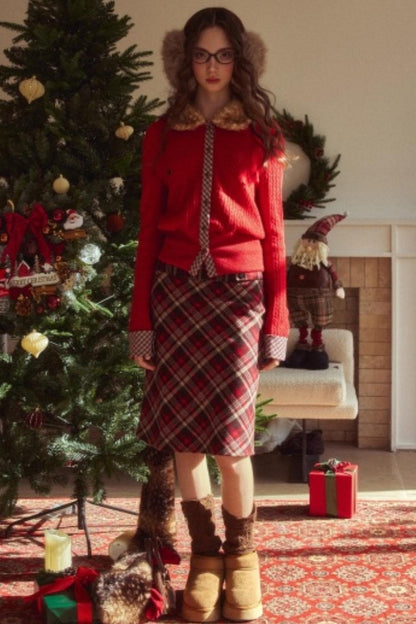 Retro Reindeer Plaid Sweater