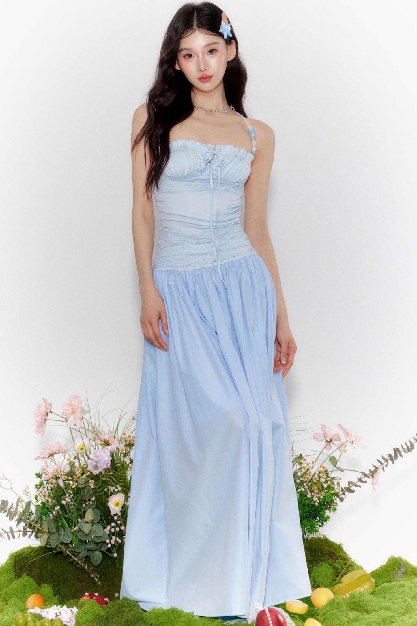 Island Lace-Up Halter Dress