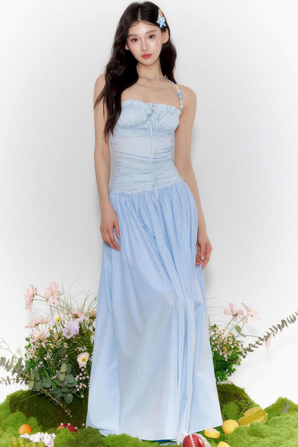 Island Lace-Up Halter Dress