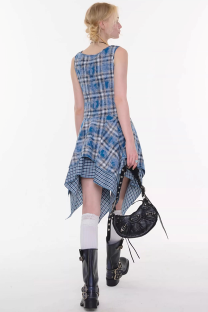 Sea Mist Blue Plaid Dress
