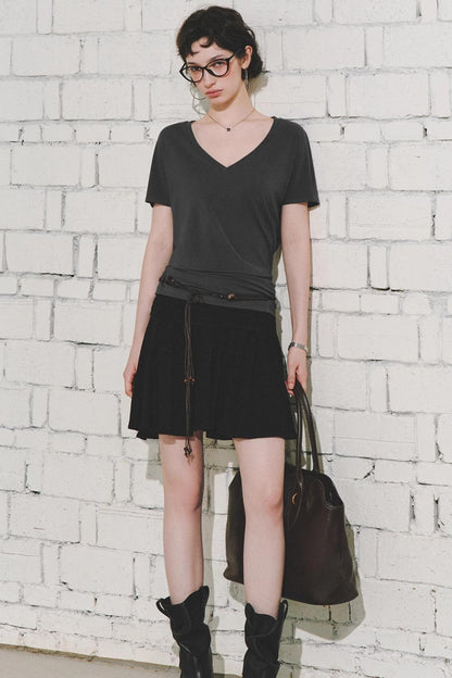 Effortless V-Neck Bat Sleeve Top