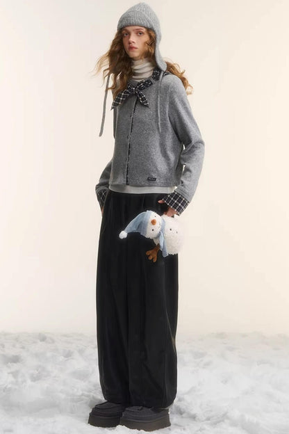 Wool Plaid Patchwork Cardigan