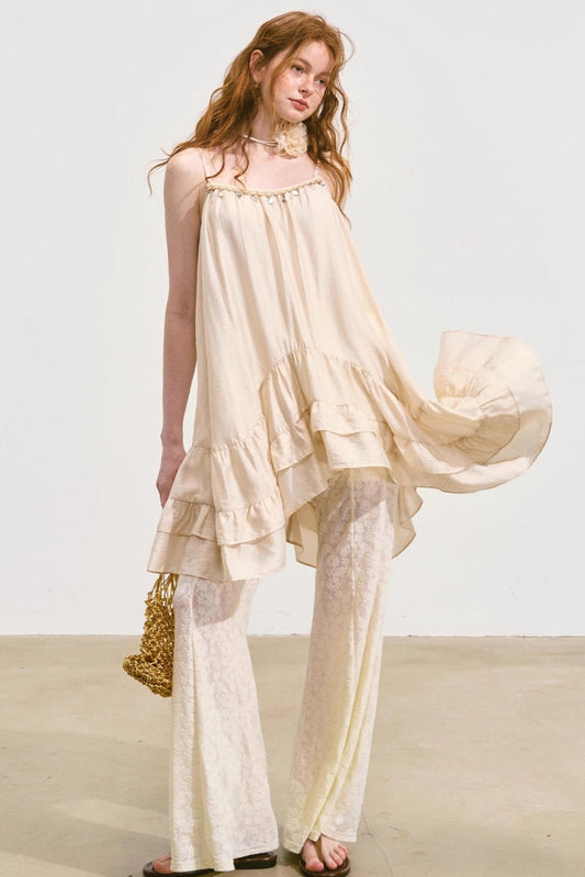 Summer Ruffle Lace And Pants Set-Up