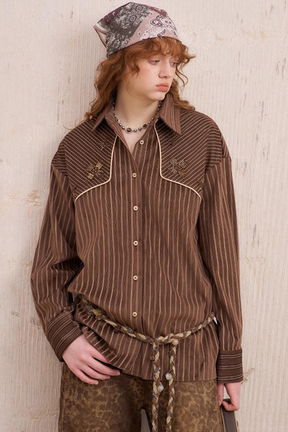 Vintage Beaded Suede Shirt