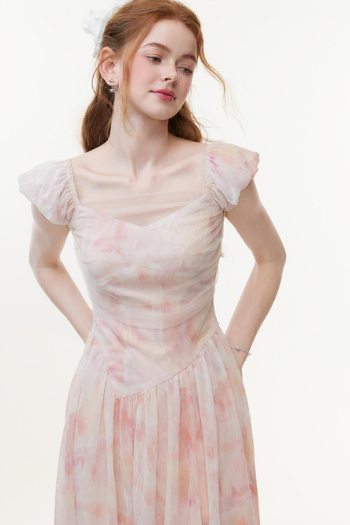 Pink Chiffon A-Line Dress