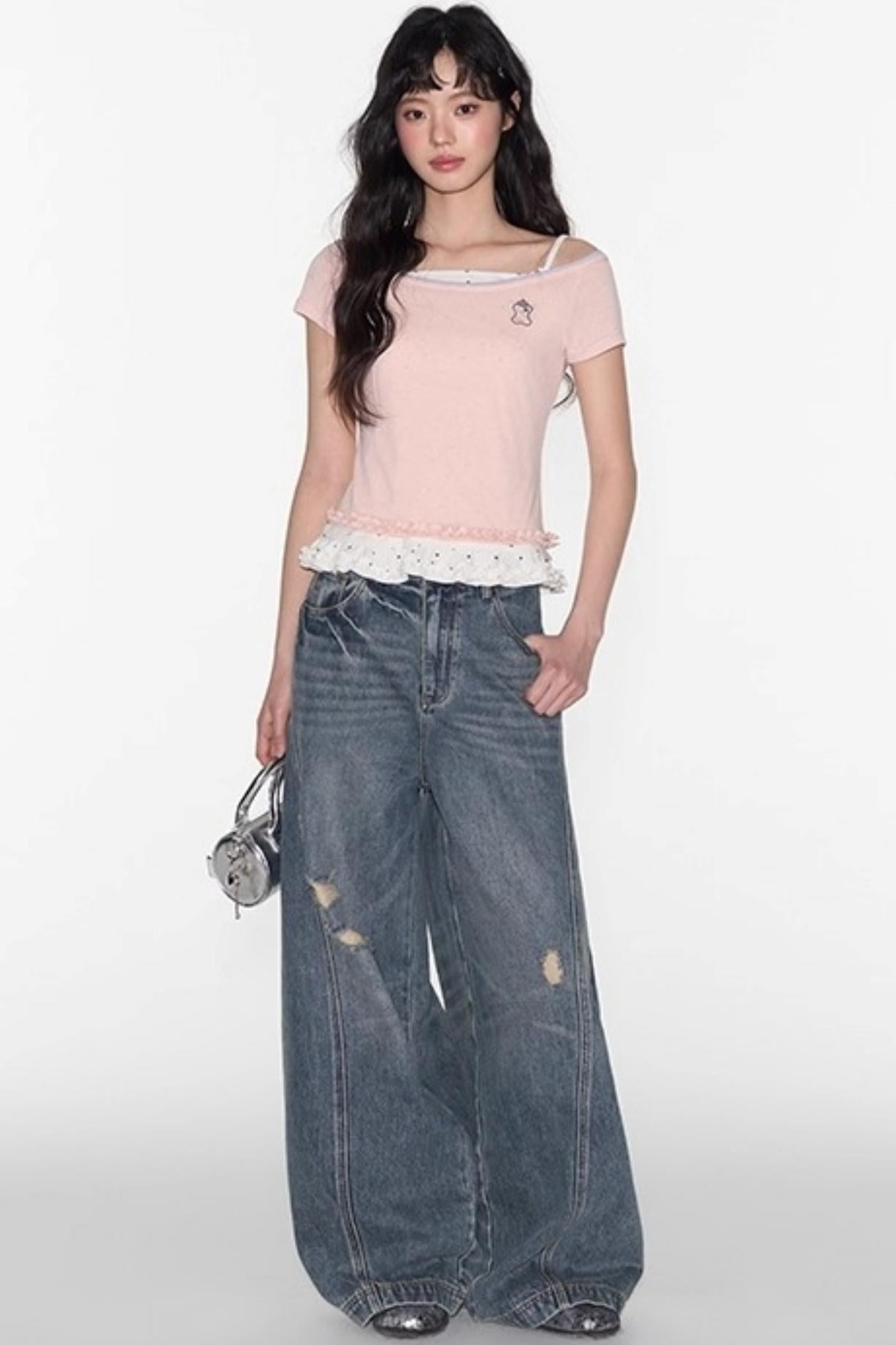 Nap Embroidery Short Sleeve T-Shirt