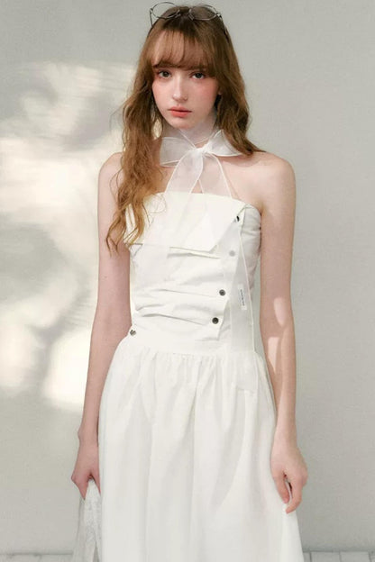French Strapless Pleated A-Line Dress