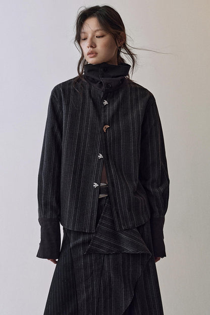 Striped Color-Blocking Shirt Set-Up