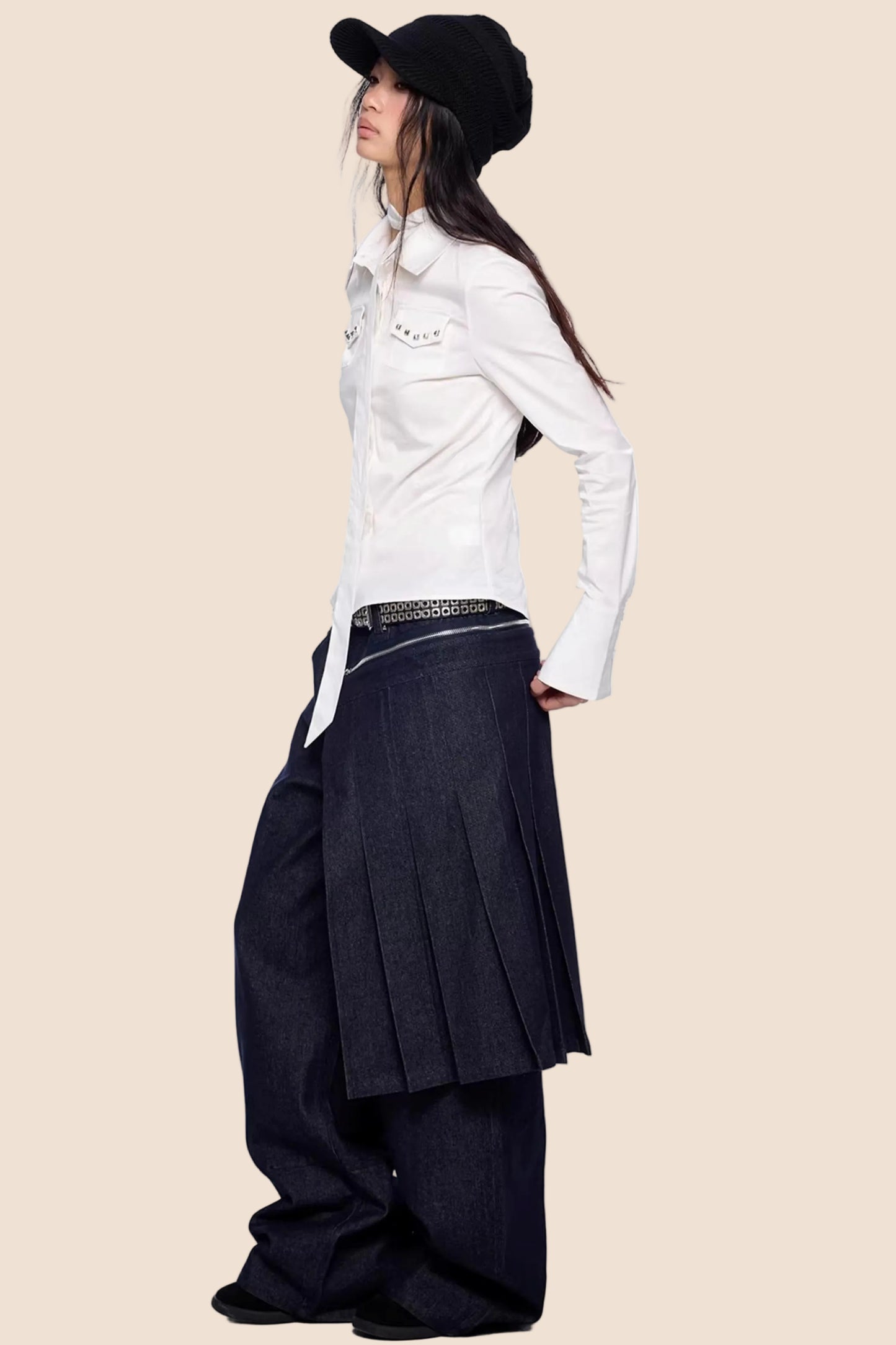 Plaid Retro Lace-Up Shirt