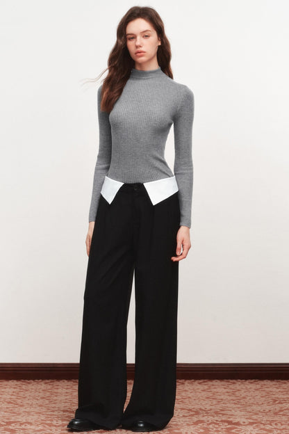 High Neck Knitted Sweater Top