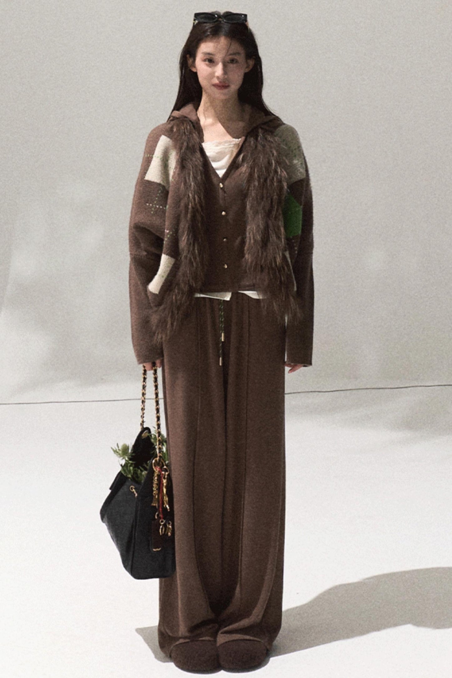 Tears Knit Top & Wide-Leg Pants Set-Up