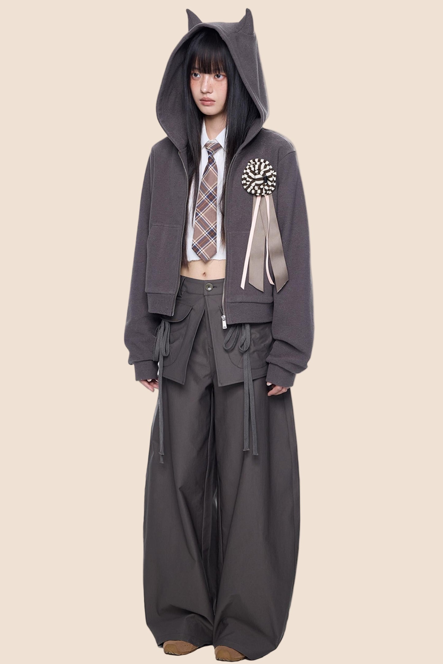 Devil Horn Short Hoodie Sweatshirt