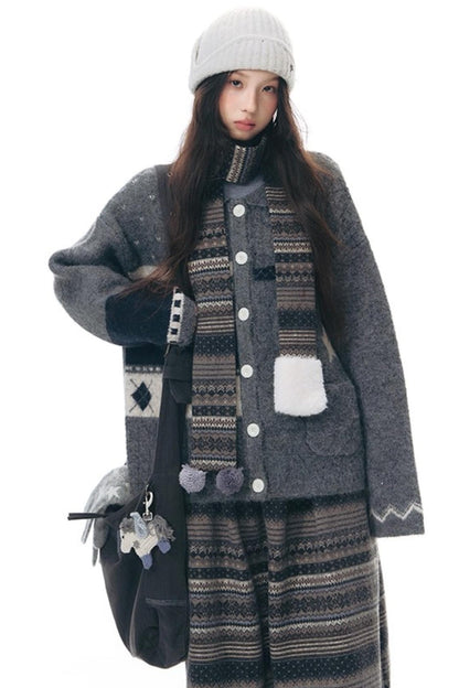 Doll Collar Knitted Cardigan