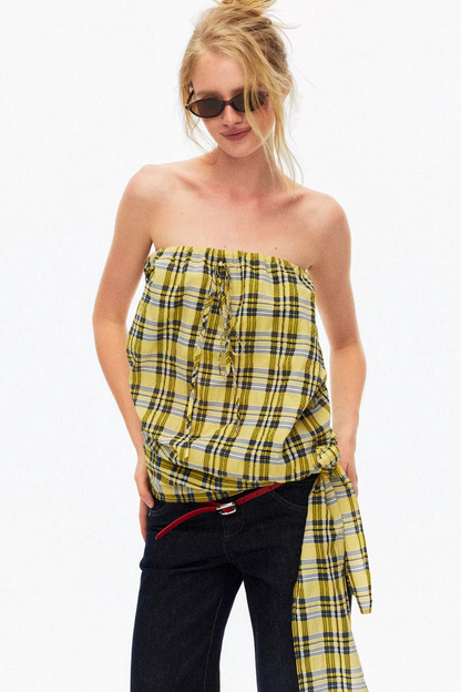 Lightweight Striped Tie-Front Top