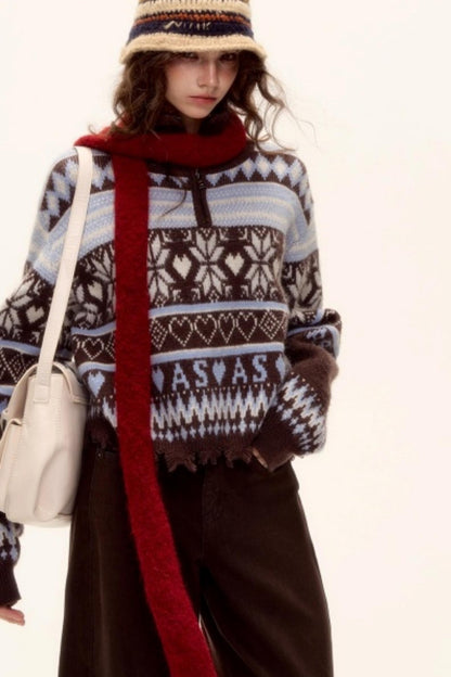 Vintage Fair Isle Tassel Sweater