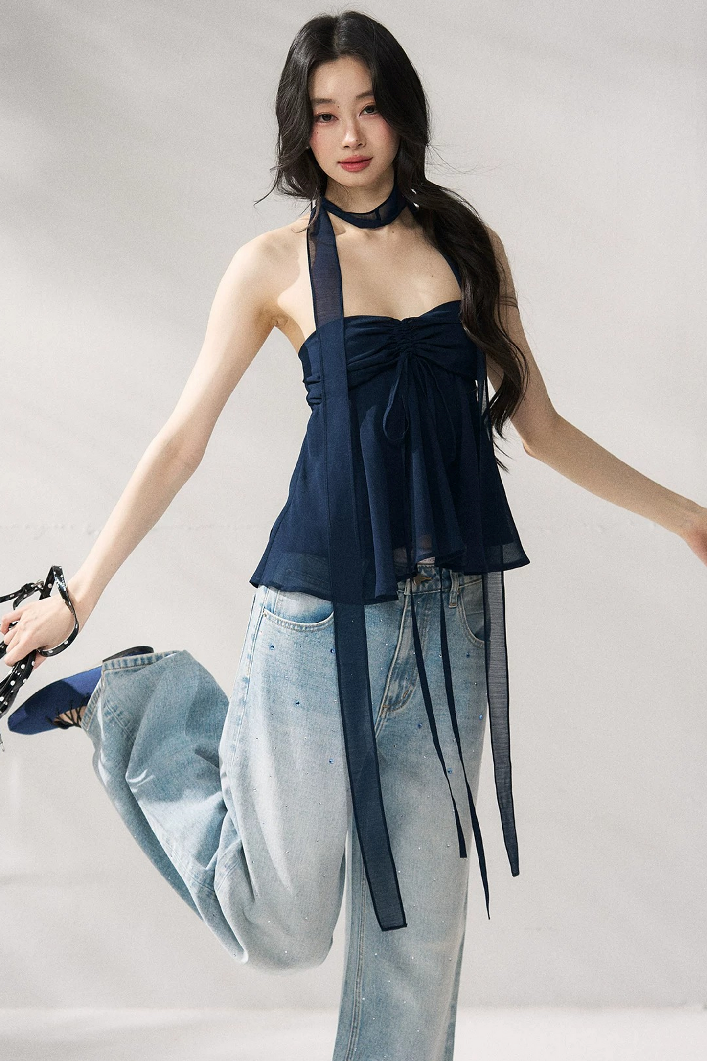 Two-Tone Halter Tube Top