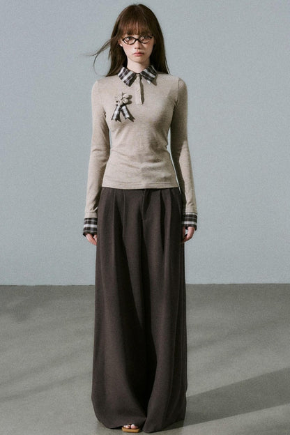 Quiet Plaid Long-sleeved Shirt