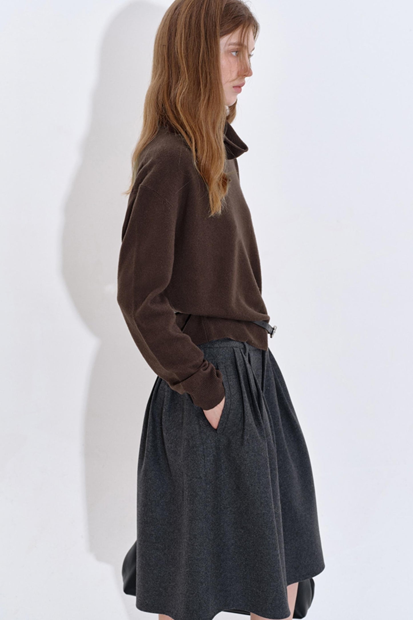 High Cashmere Wool Tricolor Knit Top