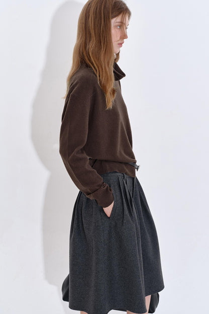 High Cashmere Wool Tricolor Knit Top