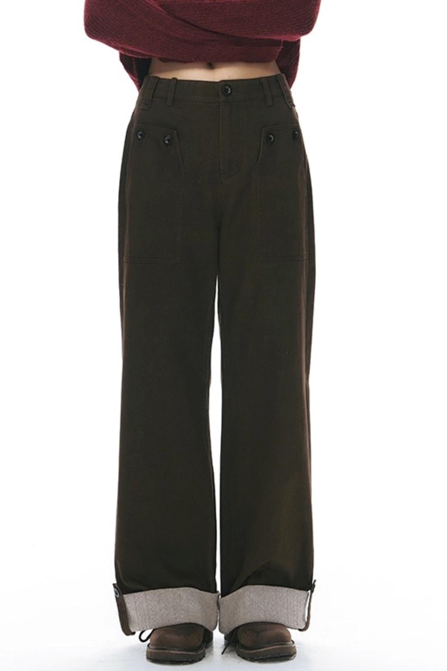 Knit Button Hem Pants