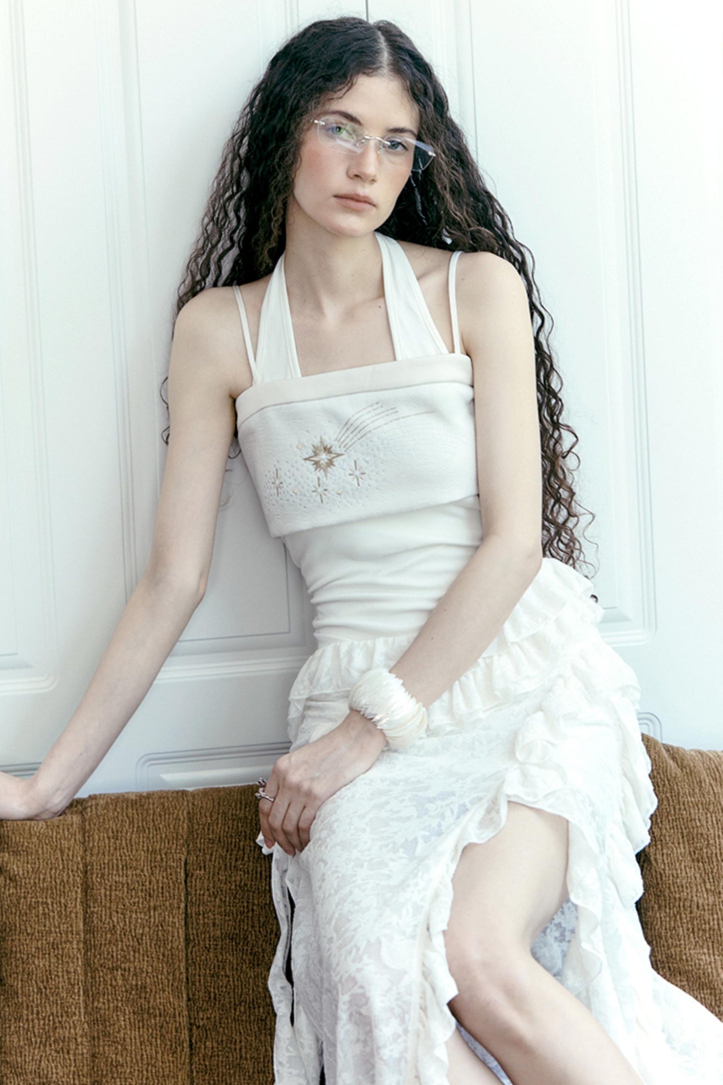 Lace Collar Knit Camisole Set