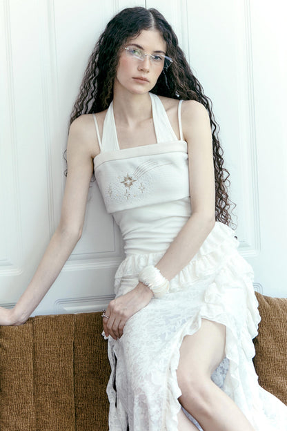 Lace Collar Knit Camisole Set