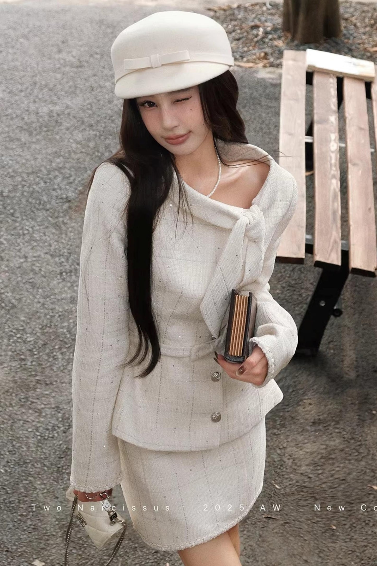 Elegant Narcissus Ribbon Suit Set-Up