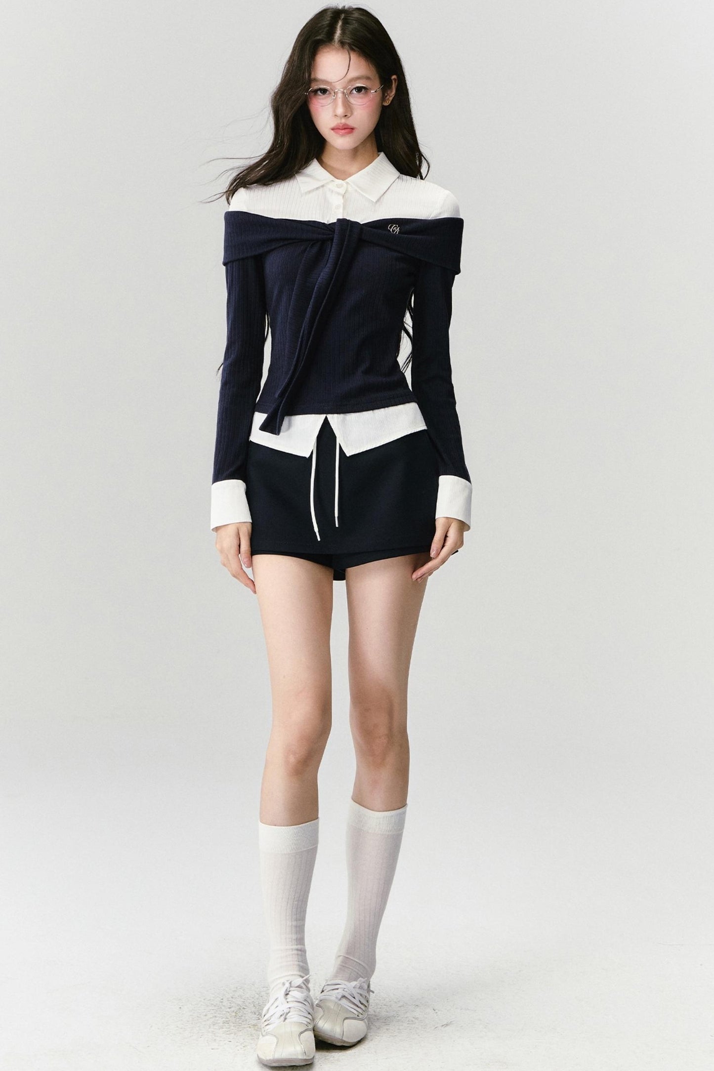 Slimming Knit Top With Skirt Set-Up