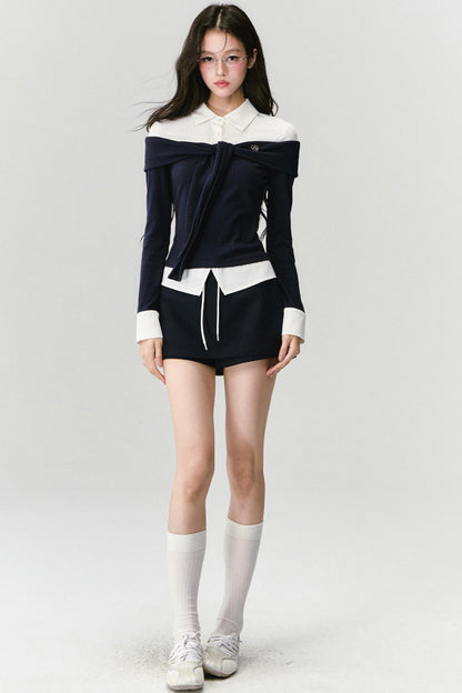 Slimming Knit Top With Skirt Set-Up