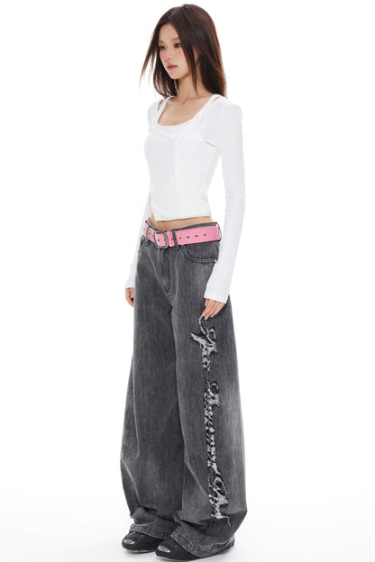 Blue Distressed Denim Pants