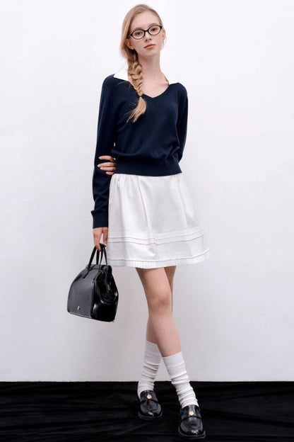 V-Neck Two-Piece Pullover Sweater