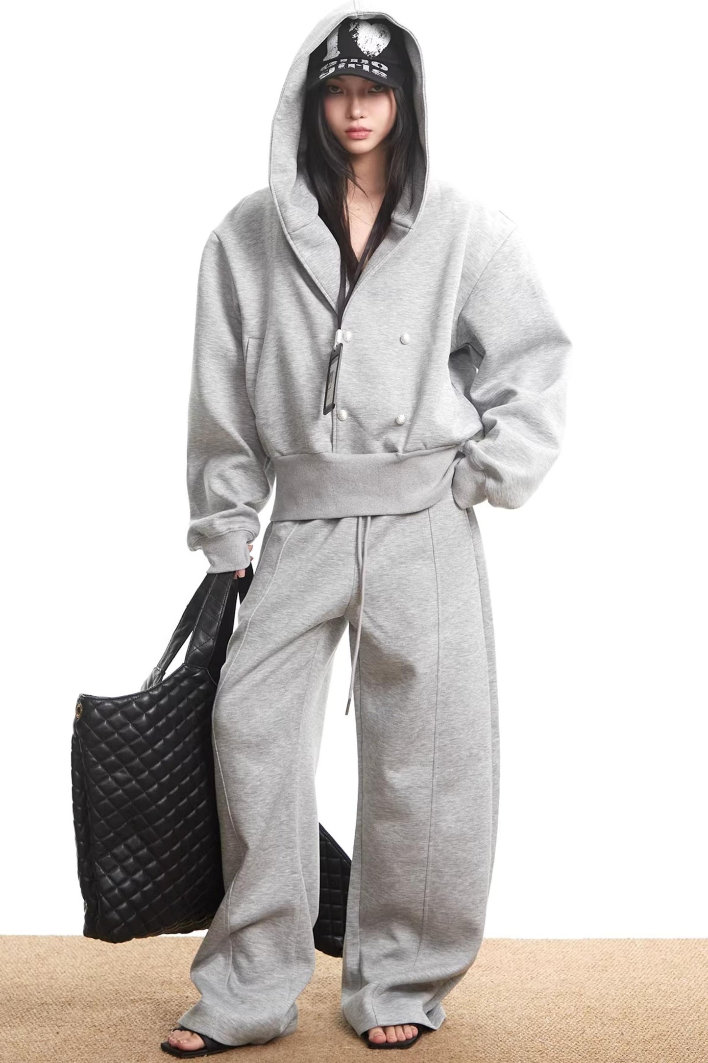 American Gray Hooded Sweatshirt Set-Up