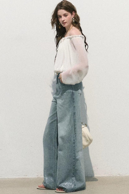 Airy Off-Shoulder Chiffon Blouse