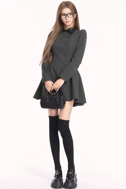 French Retro Color-Blocking Dress