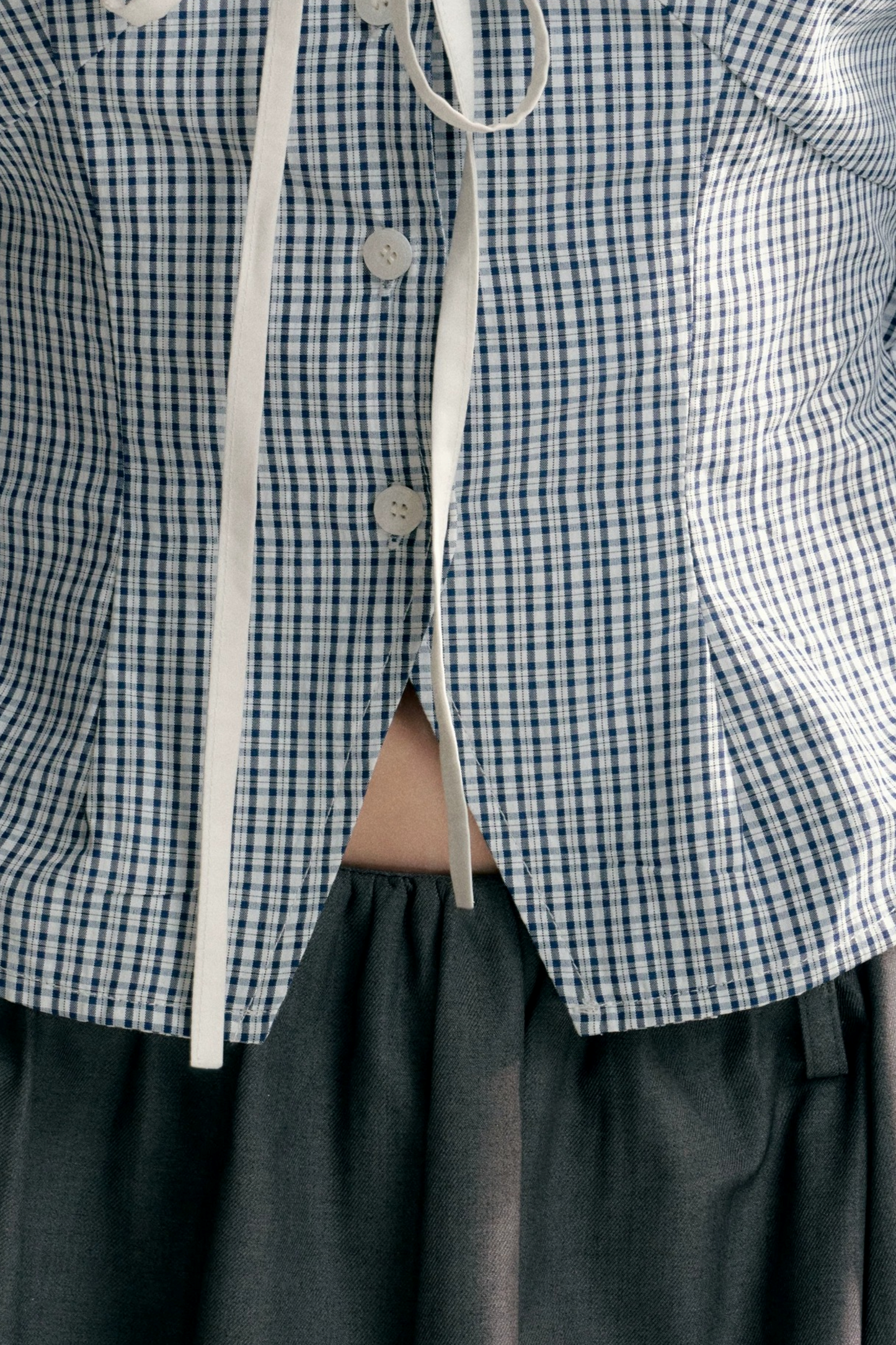 Lace Trim Plaid Blouse