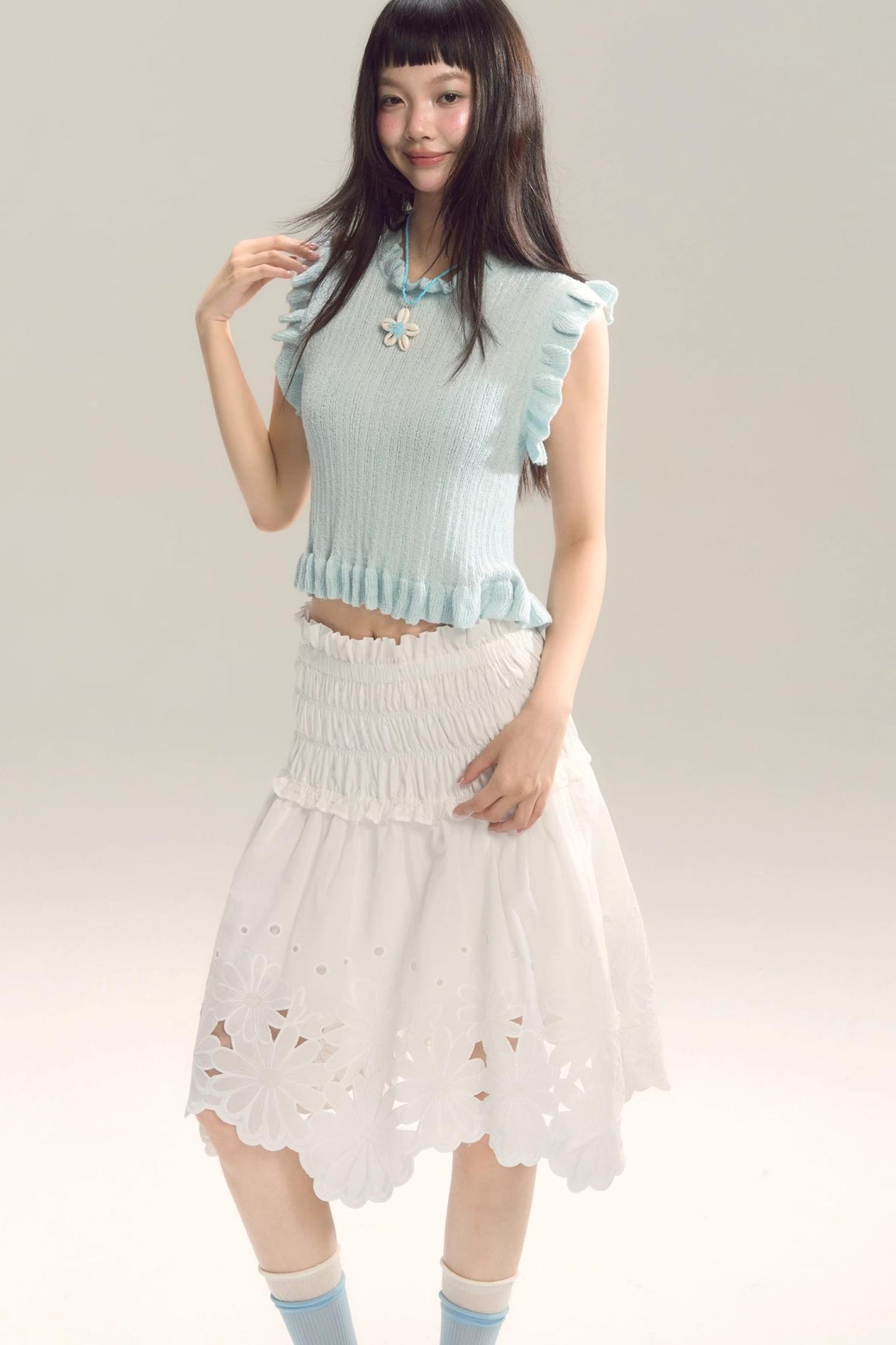 Whispering Daisy Asymmetrical Skirt Top