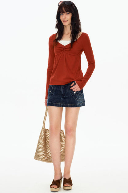 Retro-Workwear-Rock aus gewaschenem Denim