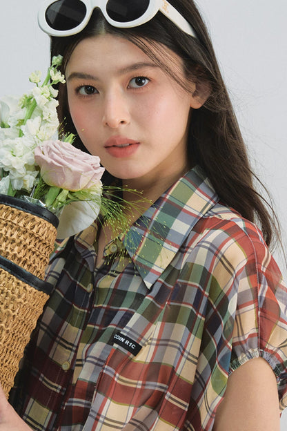 Plaid Tie Top & Midi Skirt Set-Up