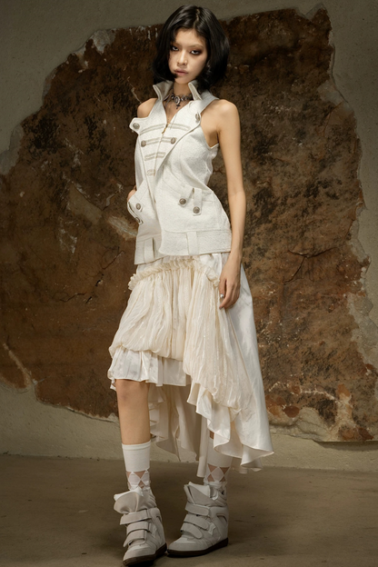 Maglia gotica senza maniche con scollo all’americana