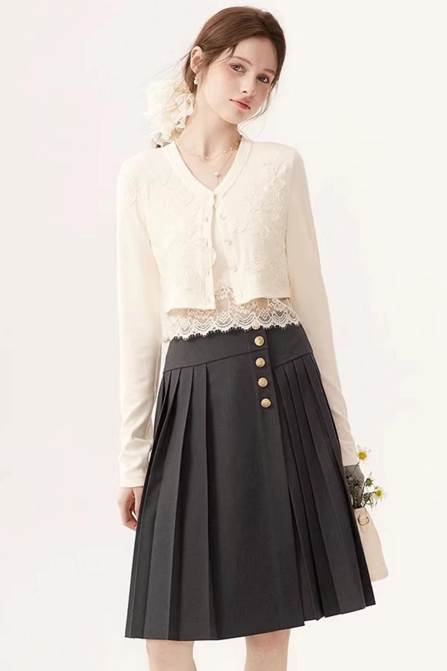 Lace Patchwork Camisole Cardigan Set