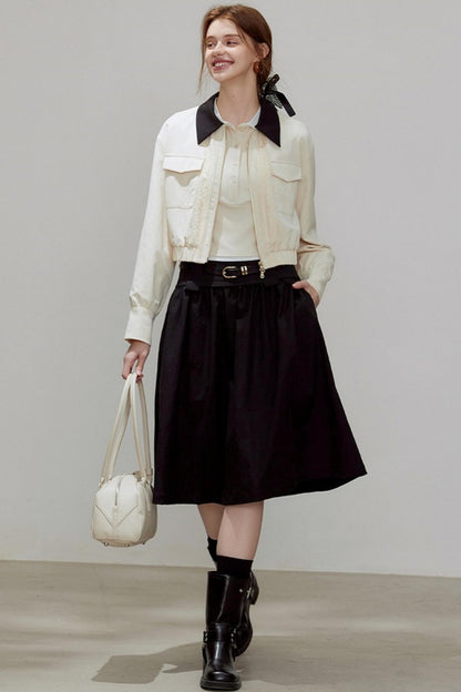 Autumn Lapel Short Coat Set-Up