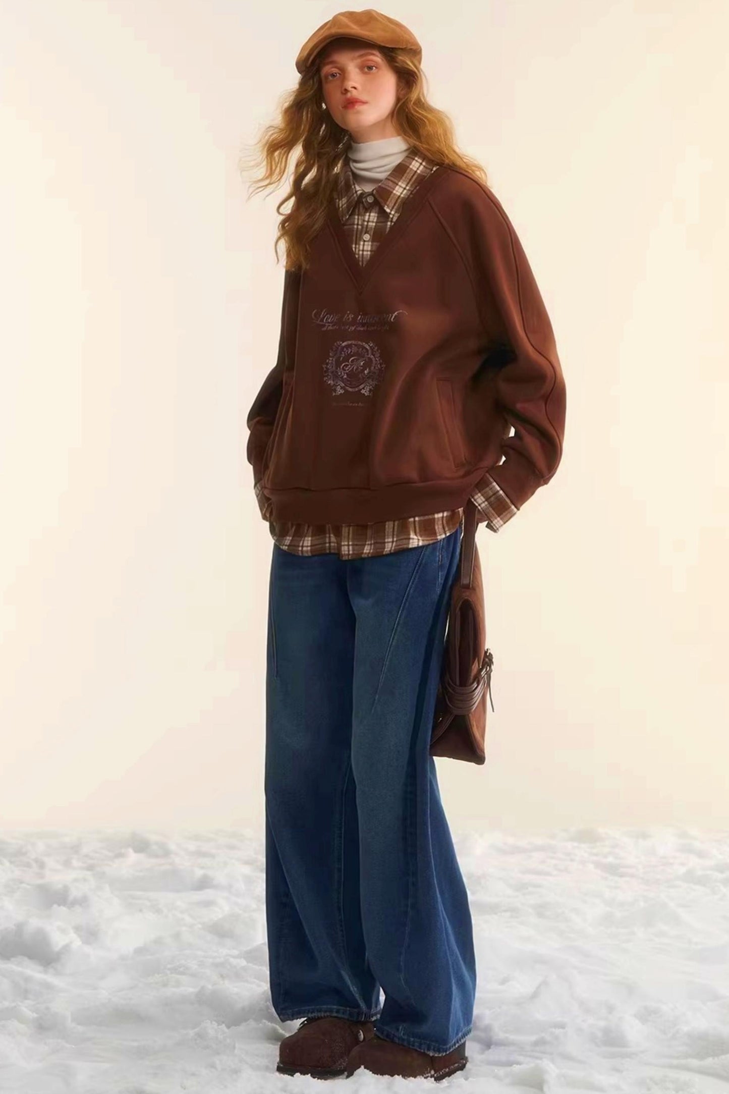 Retro Plaid Patchwork Sweatshirt