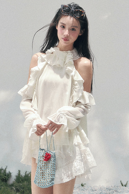 Ruffled Edge Off-Shoulder Top