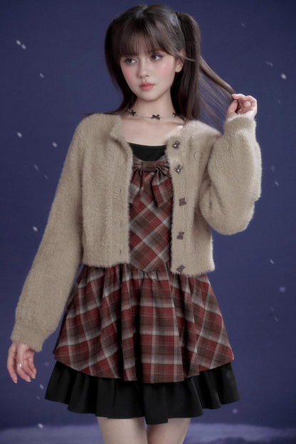 Red and Brown Plaid Dress