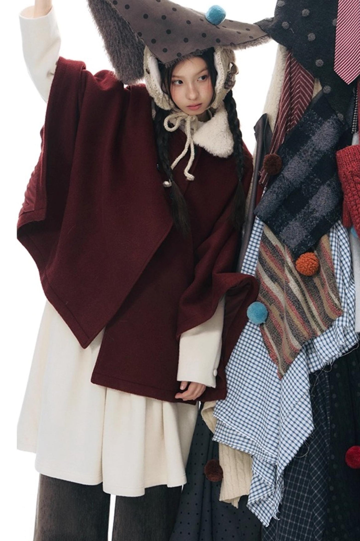 Knitted Scarf Collar Jacket Set-Up