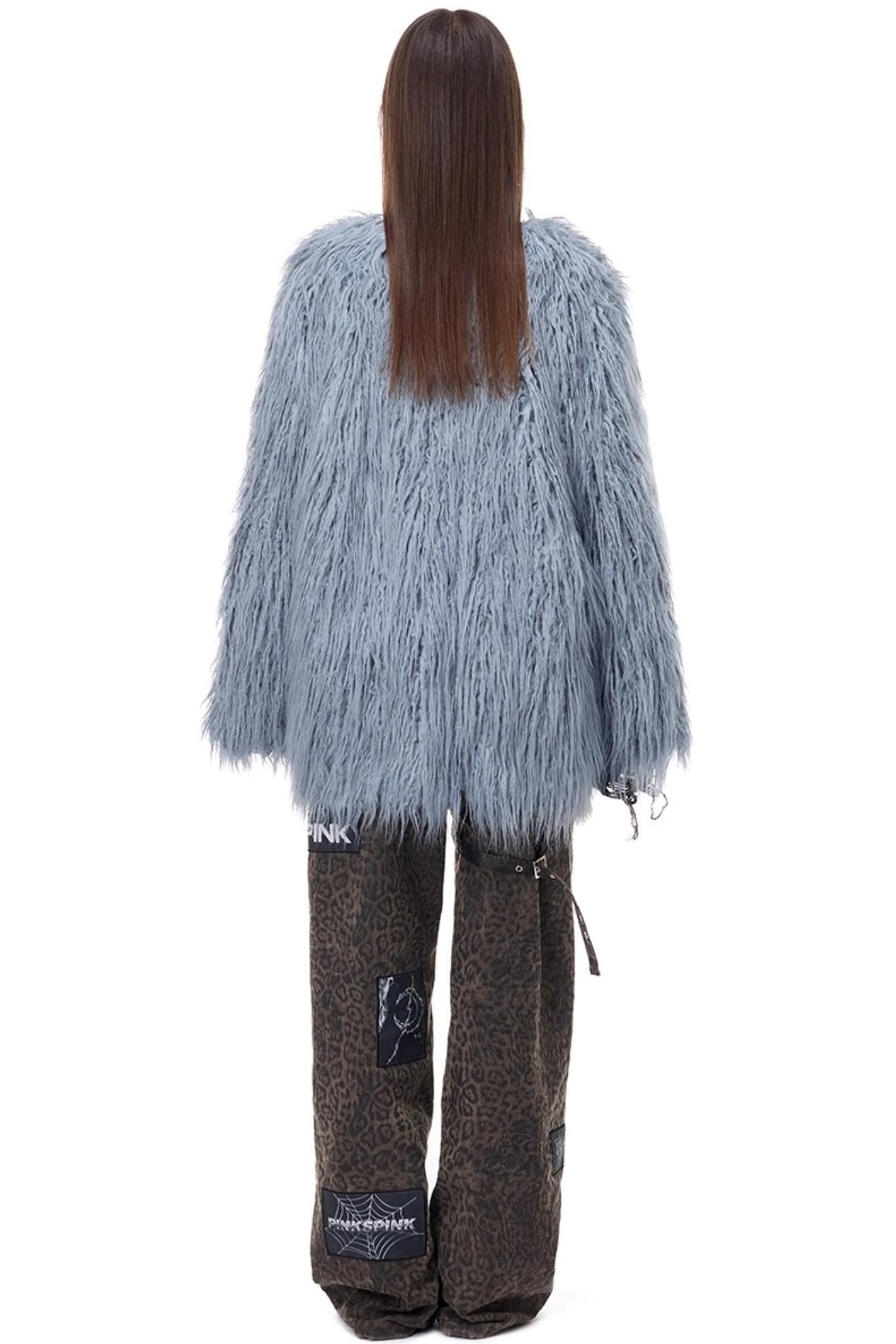 V-Neck Shearling Fur Jacket