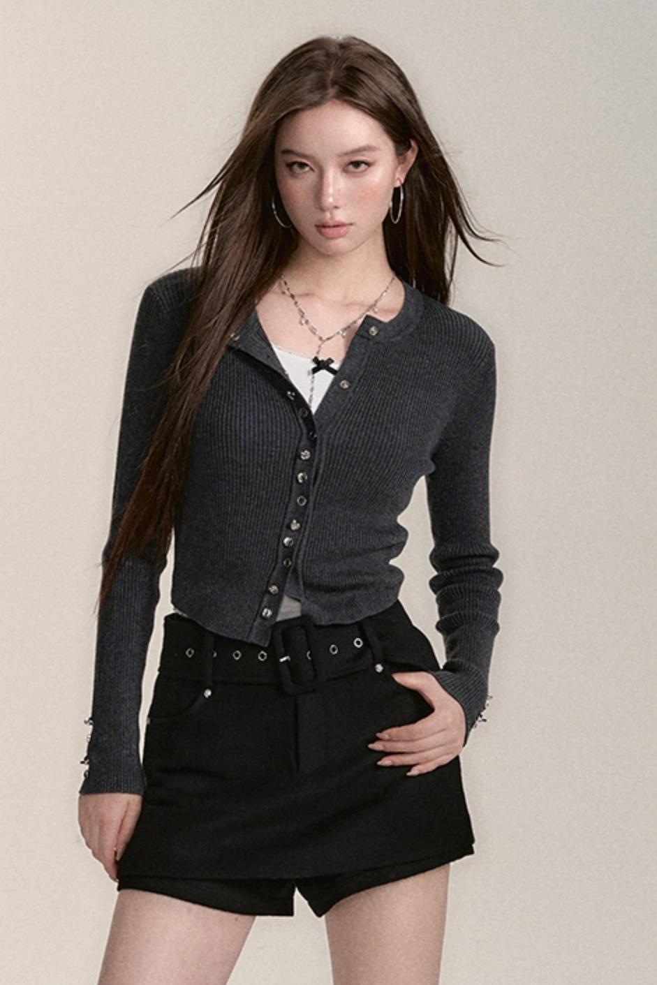 Slim Wool Button Cardigan